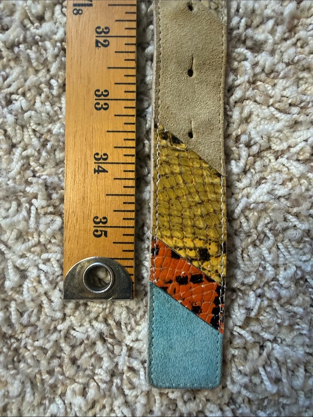 Tanner Italy Genuine Leather Patchwork Snake Print Belt
